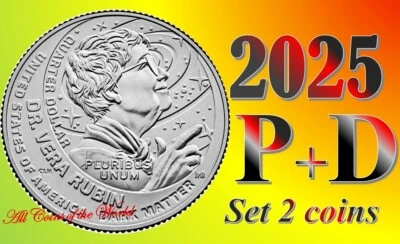 2025 P & D American Women Quarters  - Dr. Vera Rubin - Set of 2 coins  - UNC - Image 1 of 4