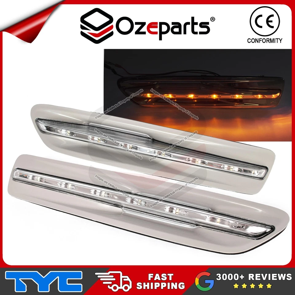 TYC Pair LH+RH Guard Flasher Lamp LED Grey For Holden Statesman WM 2006-2017 - Image 1 of 4
