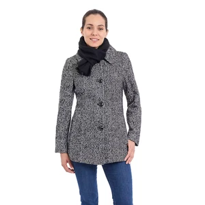 Cappotto donna London Fog classico monopetto lana con sciarpa NUOVO SENZA ETICHETTE - Foto 1 di 2