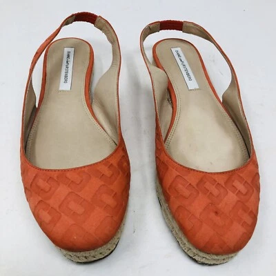 Alpargatas de couro laranja Diane Von Furstenberg tamanho 7M - Imagem 1 de 4
