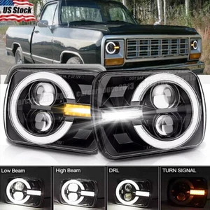 Pair 5x7" 7x6" LED Headlights Hi/Lo DOT For Dodge D150 D250 D350 Ram 50 H4 JEEP - Picture 1 of 18