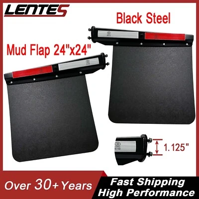 1.125" Black Steel Mud Flap Hangers & Semi Truck Trailer Duty Mud Flap 24" x 24" Foto 1 de 4