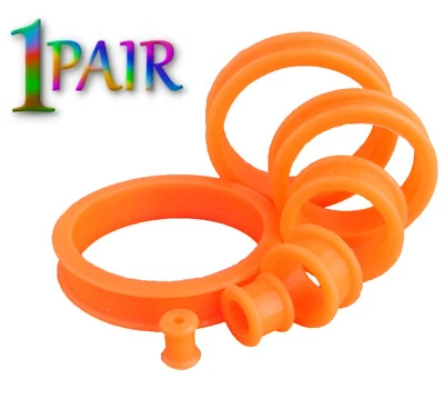 Par de TÚNELES ACAMPANADOS PLANOS DOBLES SILICONA 26MM-50MM Medidores Carne Fina Suave 1212 Foto 1 de 4