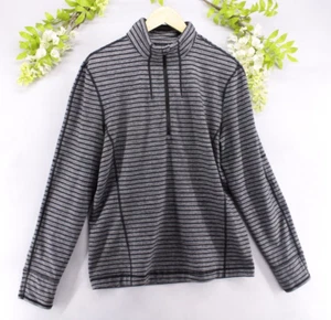 Lululemon Men's Sweat Session 1/2 Zip Long Sleeve Pullover Black Stripe Sz M - Picture 1 of 5