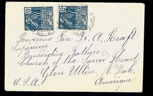 Cubierta de damas 1931 con 2 copias de Francia Scott #258 a Glen Ullin ND AB206 - Imagen 1 de 2