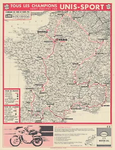 L'Itinéraire du Tour de France - Le Miroir des Sports. Mappa percorso ciclabile 1961 - Foto 1 di 1