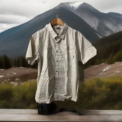 Camisa Columbia Hombre Talla XL Beige Manga Corta Diseño Azteca Estilo Hawaiano Foto 1 de 4