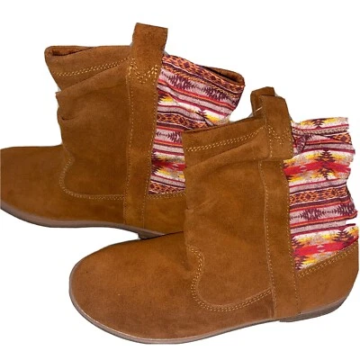 NUEVO Toms Botines Laurel Canela Gamuza Puesta de Sol Rayas Scrunch Juventud 3 Foto 1 de 3