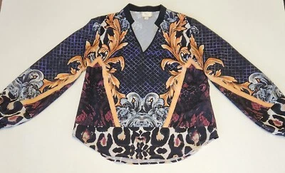 Blusa floral mediana eci new york top multicolor con acento de leopardo manga larga Foto 1 de 4