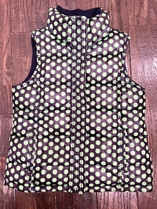 Gap Kids Autumn Puffer Vest Girls Sz M/8 Green Polka Dot Fleece Lined Full Zip - Picture 1 of 6