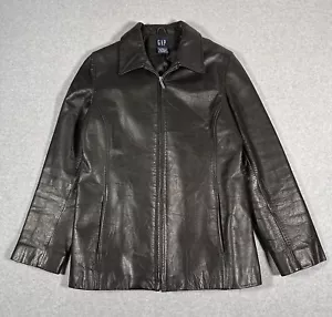 Giacca donna vintage GAP nera vera pelle full zip taglia M media - Foto 1 di 12