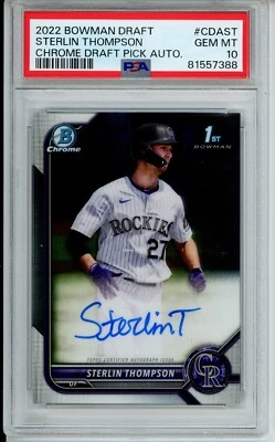 2022 Bowman Draft Sterlin Thompson Auto PSA 10 - Image 1 of 2