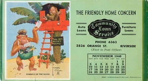 Lawson Wood Blotter Monkey Mail Man Tree House Community Loan Service Riverside - Picture 1 of 2