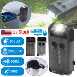 EDC LED Flashlight Power Bank Work Light w/ Magnet Buzzer & Clip Camping Lantern - Picture 1 of 19