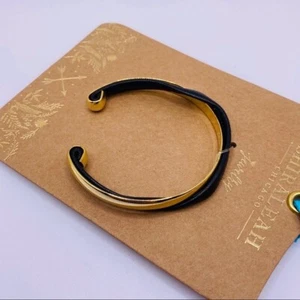 Anthropologie Shiraleah Black Verna Cuff Bracelet Goldtone New - Picture 1 of 3