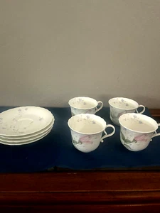 Mikasa April Rose Tea Cup Saucers 3" Bone China Set of 4 - Picture 1 of 4