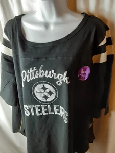 Pittsburgh Steelers Women's Plus Size Stone Wash Design Shirt by 'Touch' 1X - Picture 1 of 4