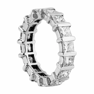 5Ct Princess Cut Simulated Diamond Full Eternity Band 18K White Gold Plated - Picture 1 of 3