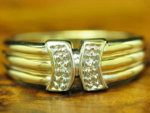 Gold Diamant Ring / 14kt 585 bicolor Gold / 0,01ct Diamant / 3,9g / RG 56 - Foto 1 di 6