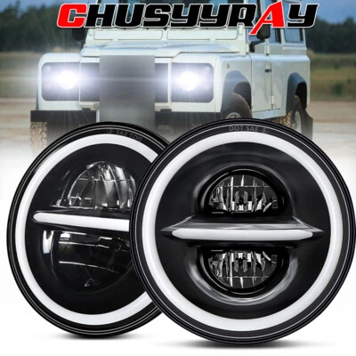 Pair 7inch Round LED Headlights Hi/Lo Beam DRL For Land Rover Defender 90 & 110 - Image 1 of 4