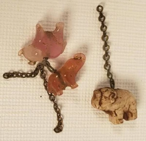 Vintage Elephant Miniature Charms Figures Stone/Agate/Glass Very Old  A47 - Bild 1 von 7