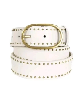 Micro Studs Ivory 2X Womens Belt New - Picture 1 of 6