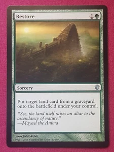 Magic The Gathering COMMANDER 2013 C13 RESTORE green card MTG - Imagen 1 de 2