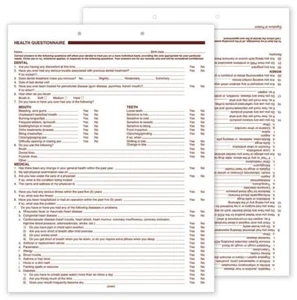 4054V Health History Questionaire 8 1/2 x 11" QTY 250 - Picture 1 of 1