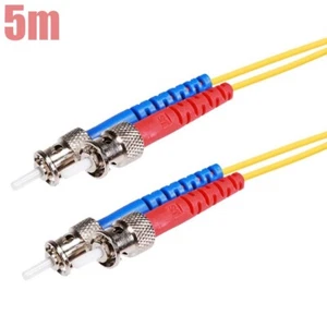 5M ST-ST Fiber Optic 9/125 Duplex Single Mode Optical Patch Cable Cord Yellow - Picture 1 of 2
