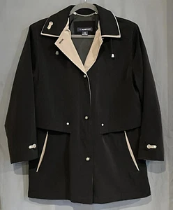 Weather Tamer Womens Size S Black with Tan Trim Cinches at Waist Removable Hood - Picture 1 of 10