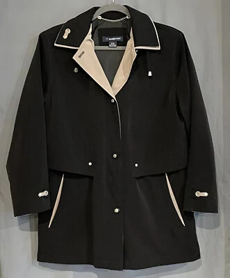 Weather Tamer Womens Size S Black with Tan Trim Cinches at Waist Removable Hood - Image 1 of 4