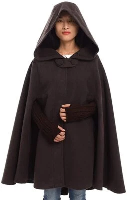 Medieval Mujer Capucha Lana Capa Novia Boda Invierno Capa Talla Grande Gruesa Foto 1 de 4