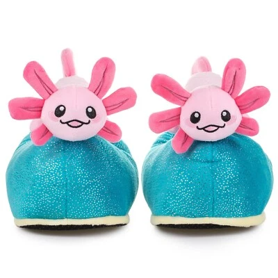 CORIMORI Witizige Plüsch-Hausschuhe Axolotl Pantoffeln Tier Slipper Schuhe Axelottel Kind