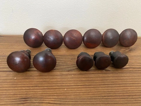 11 Antique wooden furniture knobs - 3 sizes (1", 1.25", 1.5") Cover