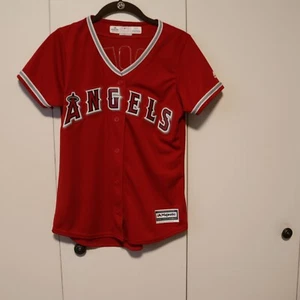 Log Angeles Angels Trout #27 Jersey Button Down Red Women's Small - Picture 1 of 5