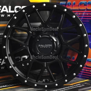 14x7 4x156 +30 OFFSET FALCON X1 MATTE BLACK 16 SPOKES UTV WHEELS SET OF 4 - Picture 1 of 4
