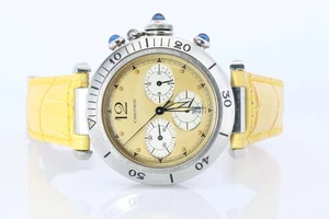 Cronógrafo Cartier PASHA 38mm vintage. Esfera amarilla rara W3100355. - Imagen 1 de 12