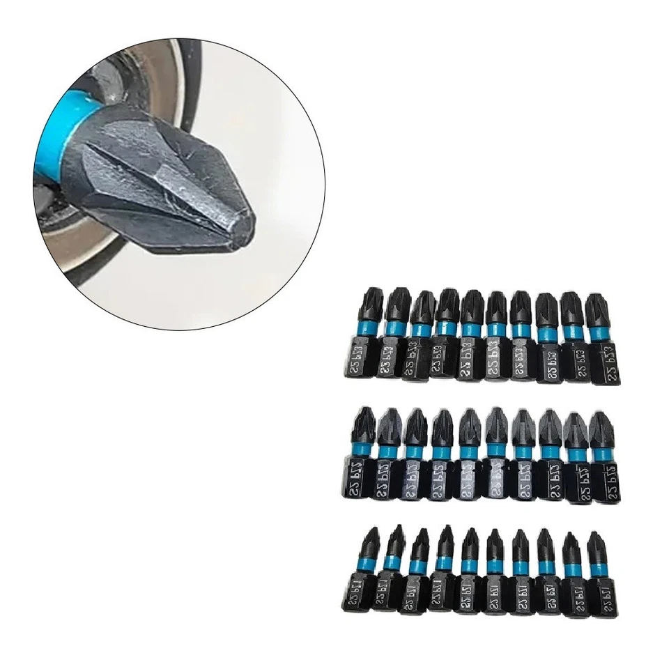 Professional Grade 25mm Screwdriver Bits Set 10PCs Alloy Steel Magnetic Tips - Image 1 of 4