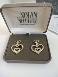 Nolan Miller Gold Tone Crystal Gracious Heart Clip Earrings - Glamour Collection - Picture 1 of 7