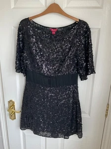 Vintage Monsoon Pailletten Seide kurz schwarz Tunika Kleid, 8 - Bild 1 von 9