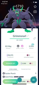 Pokemon - #861 Grimmsnarl XXL!! ¡Envío el mismo día o al día siguiente garantizado! Go - Imagen 1 de 1