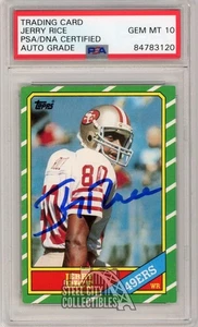 Jerry Rice 1986 Topps Autograph Rookie Card #161 PSA/DNA 10 - Picture 1 of 2