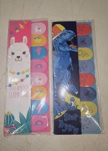 Llamas And Dinosaurs Sticky Note Tabs Flags book page markers 2 packs - Picture 1 of 2