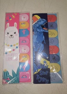 Llamas And Dinosaurs Sticky Note Tabs Flags book page markers 2 packs - Image 1 of 2