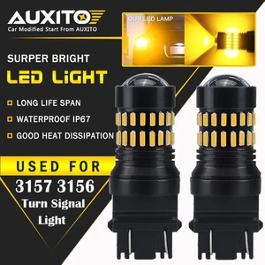 2X AUXITO 3157 3156 4057 T25 LED Amber Yellow Turn Signal Light bulb 48-SMD EAW - Picture 1 of 9