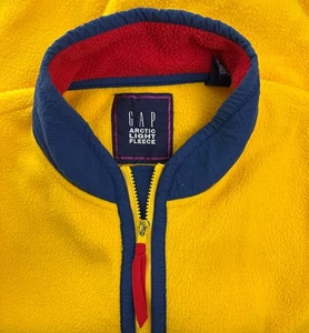 Chaqueta polar vintage años 90 Gap para hombre grande amarilla azul marino roja esquí náutico cremallera completa - Imagen 1 de 20