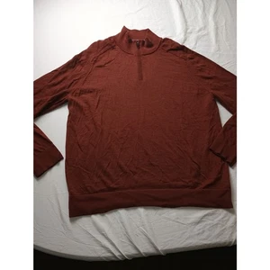 Express 100% Merino Wool Quarter Zip Sweater Men Size XXL Pullover Rust  - Picture 1 of 4