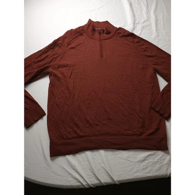 Express 100% Merino Wool Quarter Zip Sweater Men Size XXL Pullover Rust  - Image 1 of 4