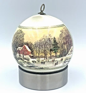 Hallmark Currier & Ives "Early Winter" Satin Christmas Ornament 3" 1980, No Box - Picture 1 of 6