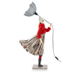 85cm Red Lamp Windswept Lady Lamp Umbrella Bedside Figurine Table Lamp Gorgeous - Picture 1 of 12
